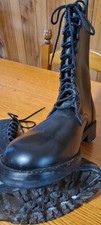 NUOVI scarponi/stivali militari NERI in PELLE MAI indossati