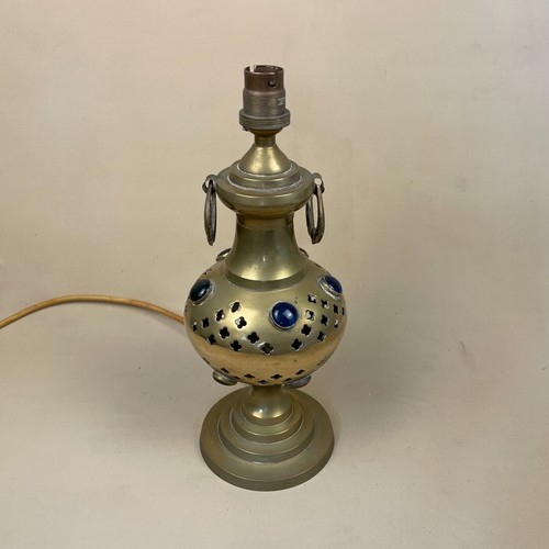 Aged gold brass indian lamp - indian,