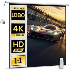 DecHome Telo Proiettore Motorizzato 120" con Telecomando Bianco 602WTS624