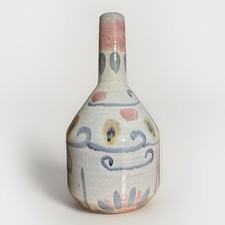 Splendido vaso bottiglia alto 12" PORTOGALLO TERRACOTTA pezzo lucido astratto floreale