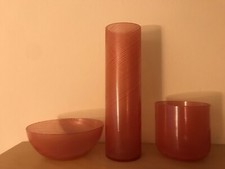 Venini Murano. Composizione di vasi in vetro mezza filigrana 