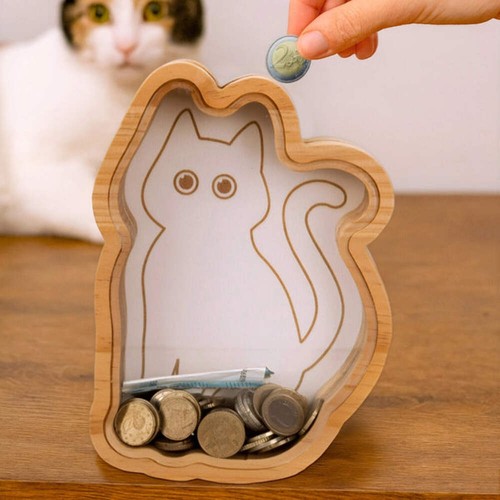 Salvadanaio legno gatto - salvadanaio,