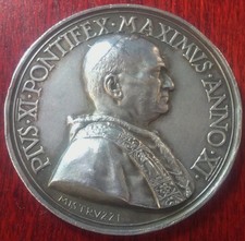 PIO XI PAPA VATICANO GRANDE MEDAGLIA ANNUALE A. XI ARGENTO MISTRUZZI