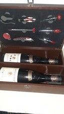Set 8 Accessori Vino Sommelier in Box legno con 2 vino Castellengo Bersano 1986 