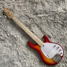 Basso Elettrico 5 Corde Solido Luce Rosso Cerchio Giallo Acero Tastiera 21 Tasti