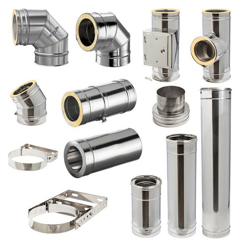 Tubo stufa acciaio inox - , doppia