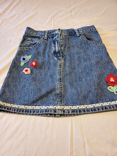 Gonna denim ricamata - in,