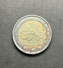 ERRORE DI CONIO --- Moneta 2 Euro Fiori di Lampone Finlandia - 2003 - Rara 