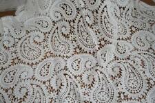 Tessuto Motivo Paisley Venezia Scavato Uncinetto Latte Seta Pizzo Larghezza 50"