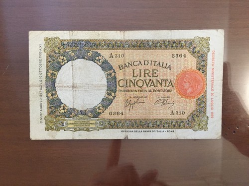 Banconota lire lupetta - 50,