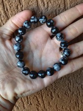 BRACCIALE OSSIDIANA FIOCCO DI NEVE SFERE
