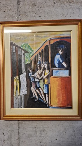 Vintage quadro olio tela - olio, su