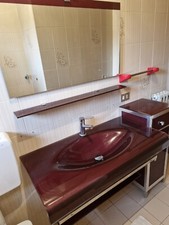 Mobile Arredo Bagno Sospeso In Cristallo  Lavabo Colonna Specchio Cromo Vetro