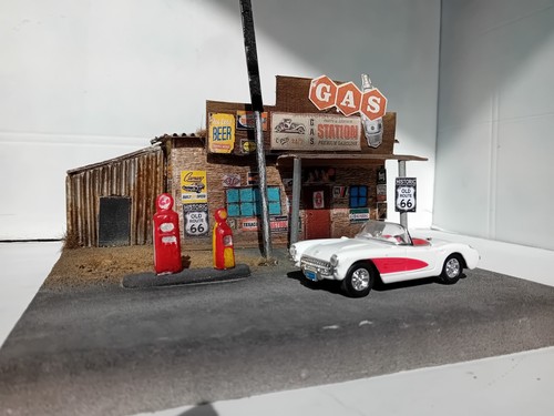 Diorama gas station - diorama,