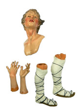 Pastore Componibile Dipinto in Terracotta Cm 35/40 Meravigliato Testa Mani Piedi