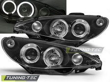 Peugeot 206 2002-  coppia Fari Fanali Anteriori tuning Eyes Angel fondo nero