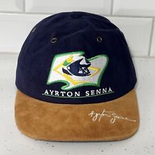 Cappello berretto baseball vintage Ayrton Senna Formula 1 blu tuono retrò nuovo senza etichette raro