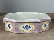 Antica Coppa Letto a Castello Cestino Ceramica Policroma Fiore Decor Erica 18ème