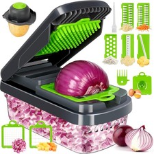 Tritatutto per Verdure,12 in 1 Tritatutto Multifunzione per Alimenti,Grigio Professionale 