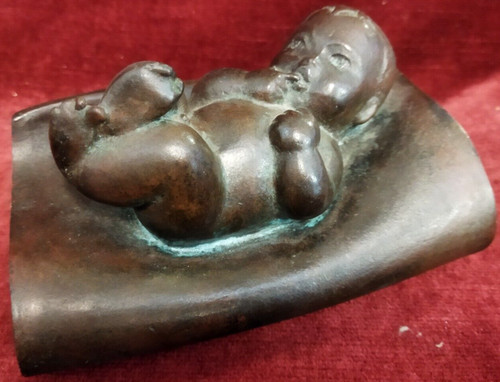 Scultura bronzo bambino - bronzo,