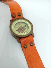 Orologio da polso marittimo in ottone con bussola meridiana in pelle nautica ...