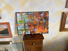 “Incrocio di emozioni” #astratto di colori caldi e freddi #tela Dipinte A Mano