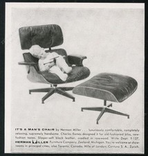 1957 Charles Eames poltrona foto Herman Miller stampa d'epoca pubblicità
