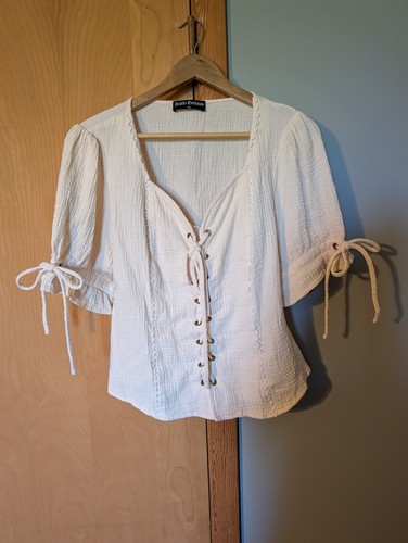 Top stringato panna - , scarlet