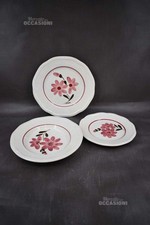 Piatti bianchi con fiori rosa - piatti,