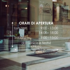 adesivo orari negozio apertura