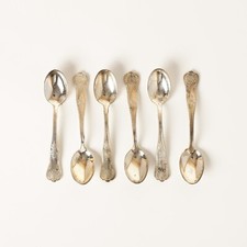 VINTAGE SET 6 CUCCHIAINI ARGENTATI ARG. 800 STILE ROCAILLE CONCHIGLIA