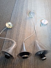 Lampada a sospensione a forma di campana color argento spazzolato pronta per lampadina e paralume