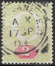 GB 1902  King Edward VII  2d  yellowish green  SG227  (3)