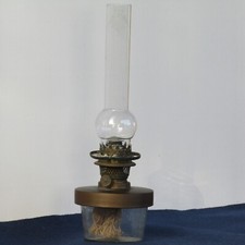 Antico lume da tavolo ad olio in vetro rame e cristallo - Germany Epoca 1930/40