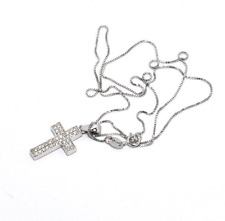 CIONDOLO CROCE CON DIAMANTI AL 2 PARTE IN ORO BIANCO 18 KT E CATENA