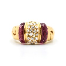 Anello Gancio Bulgari in oro giallo 18 carati con diamanti 0,70 carati