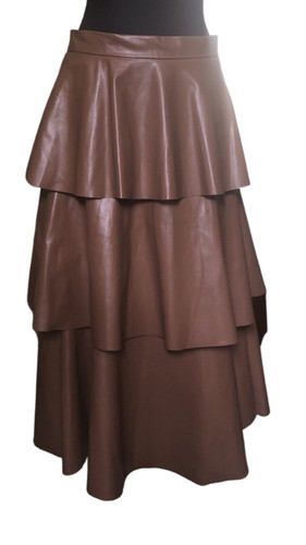 Skirt eco leather - leather, volant