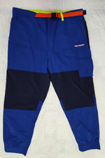Polo Sport Ralph Lauren Uomo Pantaloni Classici Blu Colorblock Cintura Tasca Nuovi con etichette XL