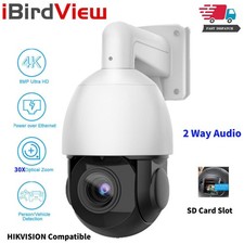 iBirdView 30X Zoom 4K 8MP POE PTZ Speed Dome Auto Tracking Camera 2 Vie Audio