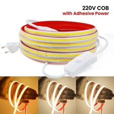COB LED Strisce 220V Impermeabile Strip con Interruttore Super Luminous Striscia