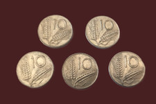 Lotto 5 monete 10 Lire 1954