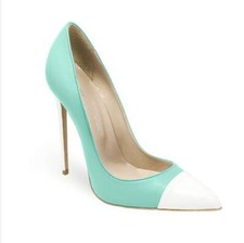 Scarpe donna splicing stiletto punta festa tacco alto 12 cm slip on sexy 45