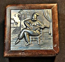 Portagioie stile antico musicale arlecchino metallo legno goffrato