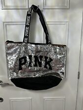 Borsa a tracolla Victorias Secret ROSA tote due vie oro argento paillettes shopper nuova