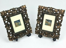 OPERA Miniature COPPIA OLD S E Lettere Alfabeto Paesaggio CORNICE Preziosa Due