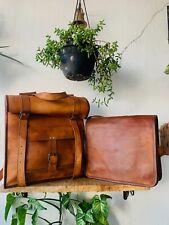 Zaino borsa in pelle vera tracolla da viaggio donna vintage marrone omaggio b...