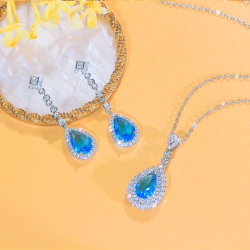 Orecchini goccia zirconi blu