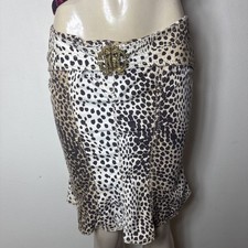(k2)ROBERTO CAVALLI Gonna a matita vintage con stampa leopardata, taglia 38