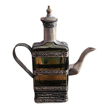 TEIERA BROCCA ORIENTALE  Antico OGGETTO IN METALLO e VETRO INDIA INDIANO Retrò