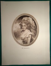 Stampa antica ovale RITRATTO FEMMINILE CON FIOCCO 1900 Antique print